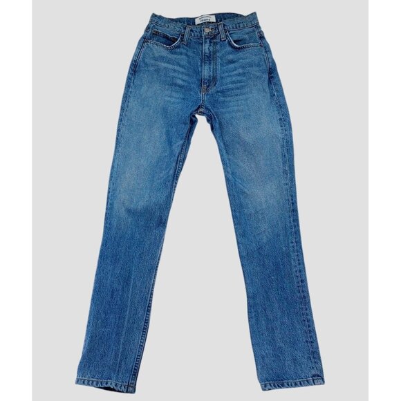 Reformation Jeans Womens 25 Stevie Ultra High Rise Straight Leg Denim Raw Hem - Picture 1 of 11